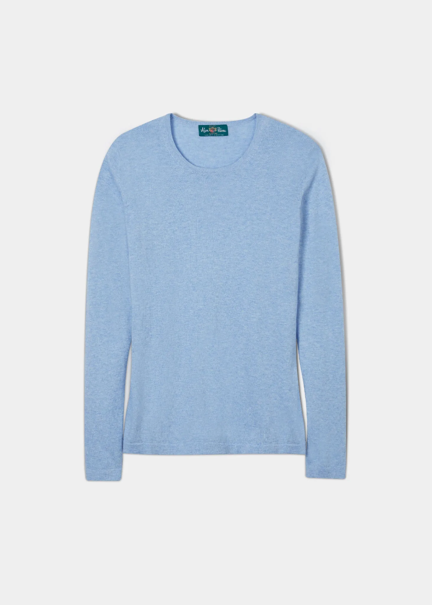 Hannah Ladies Cotton Cashmere Crew Neck Jumper In Steel Blue