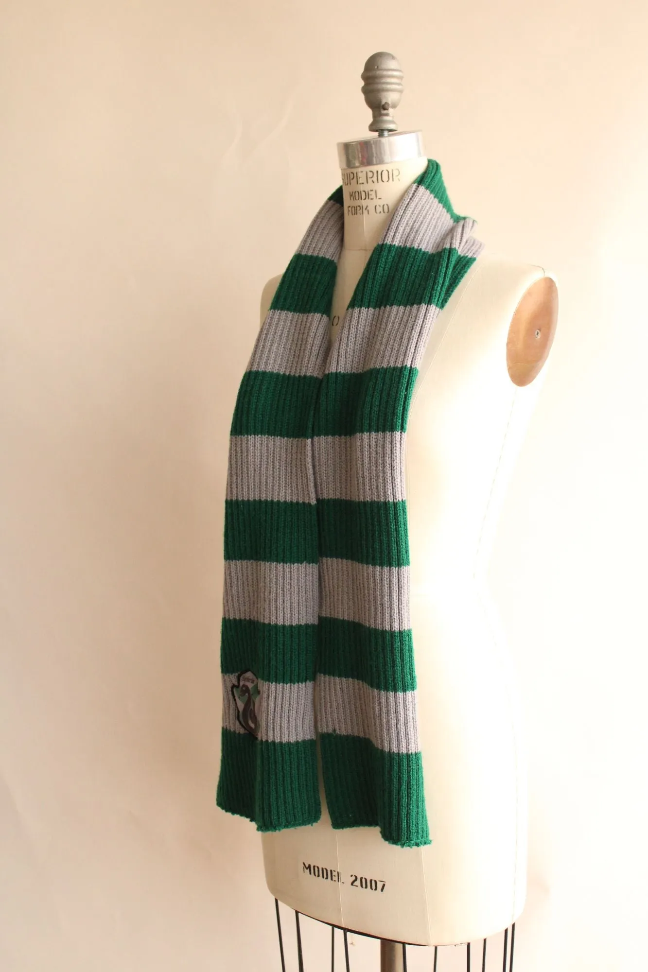 Harry Potter Slytherin Scarf, Unisex, Knit, Green and Gray, Hogwarts Houses