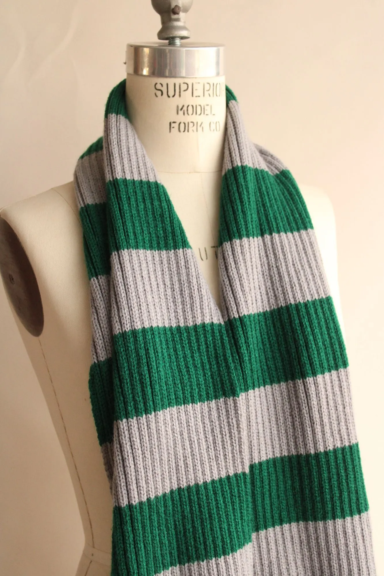 Harry Potter Slytherin Scarf, Unisex, Knit, Green and Gray, Hogwarts Houses