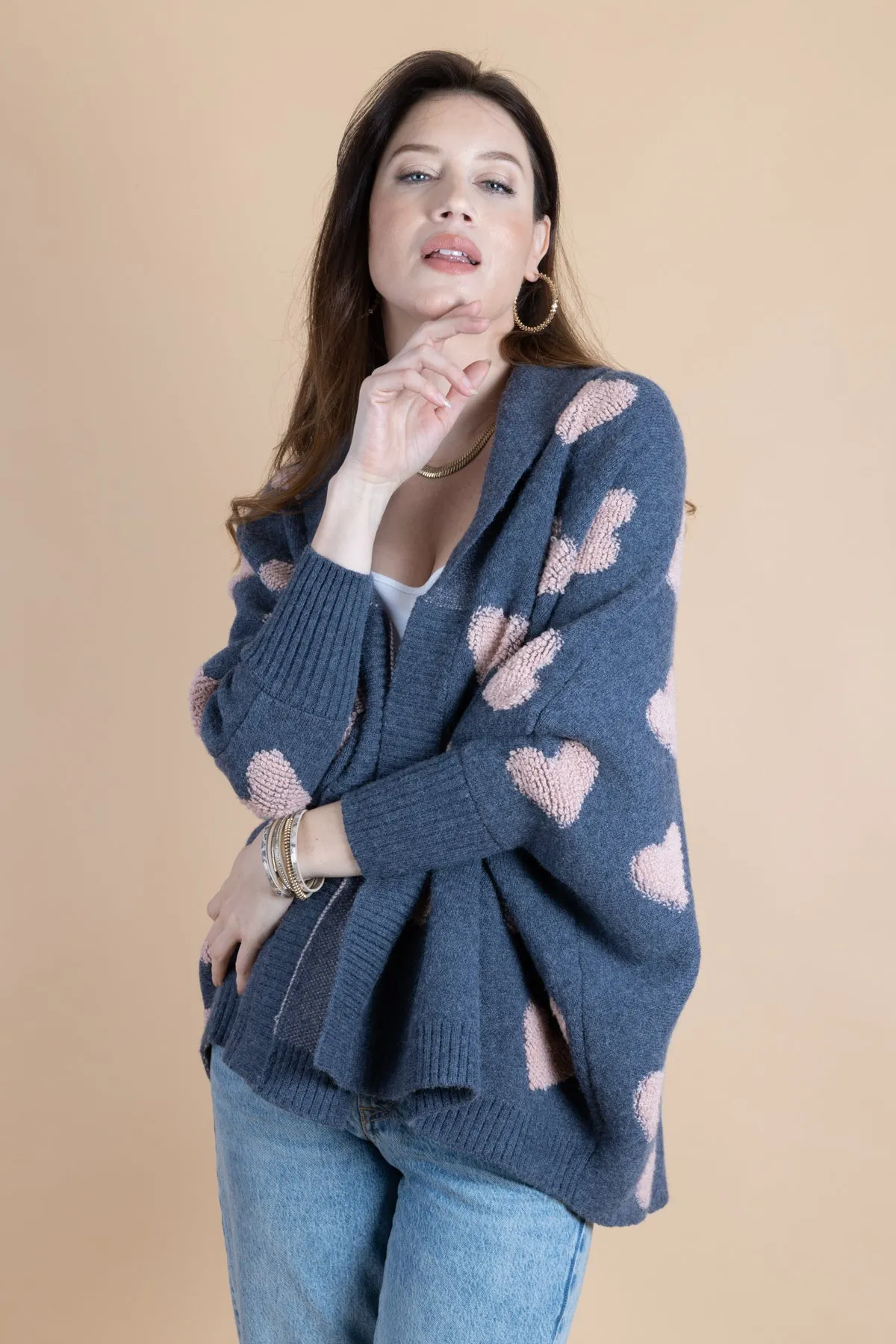 Heart Cardigan Ribbed Knit