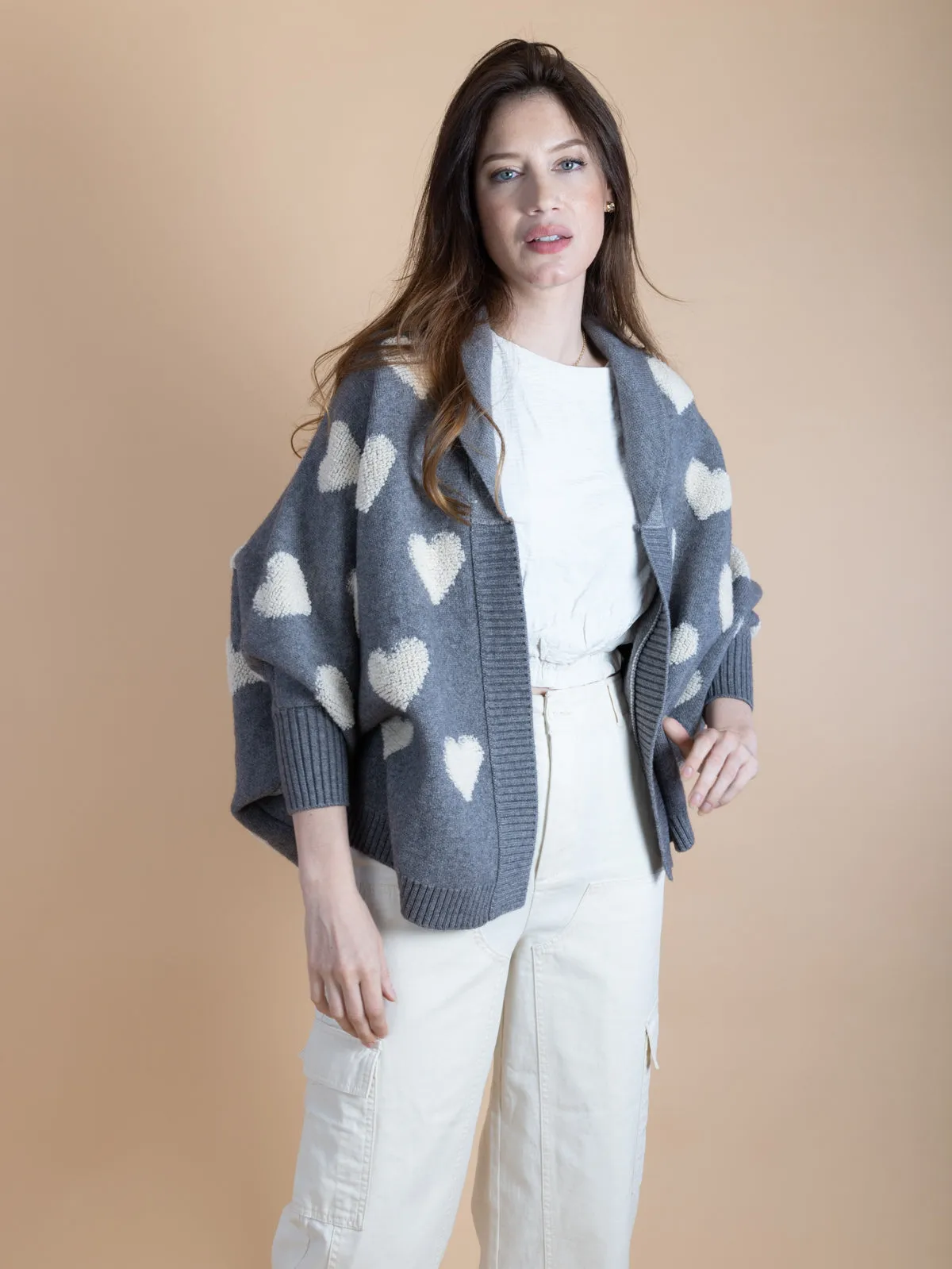 Heart Cardigan Ribbed Knit