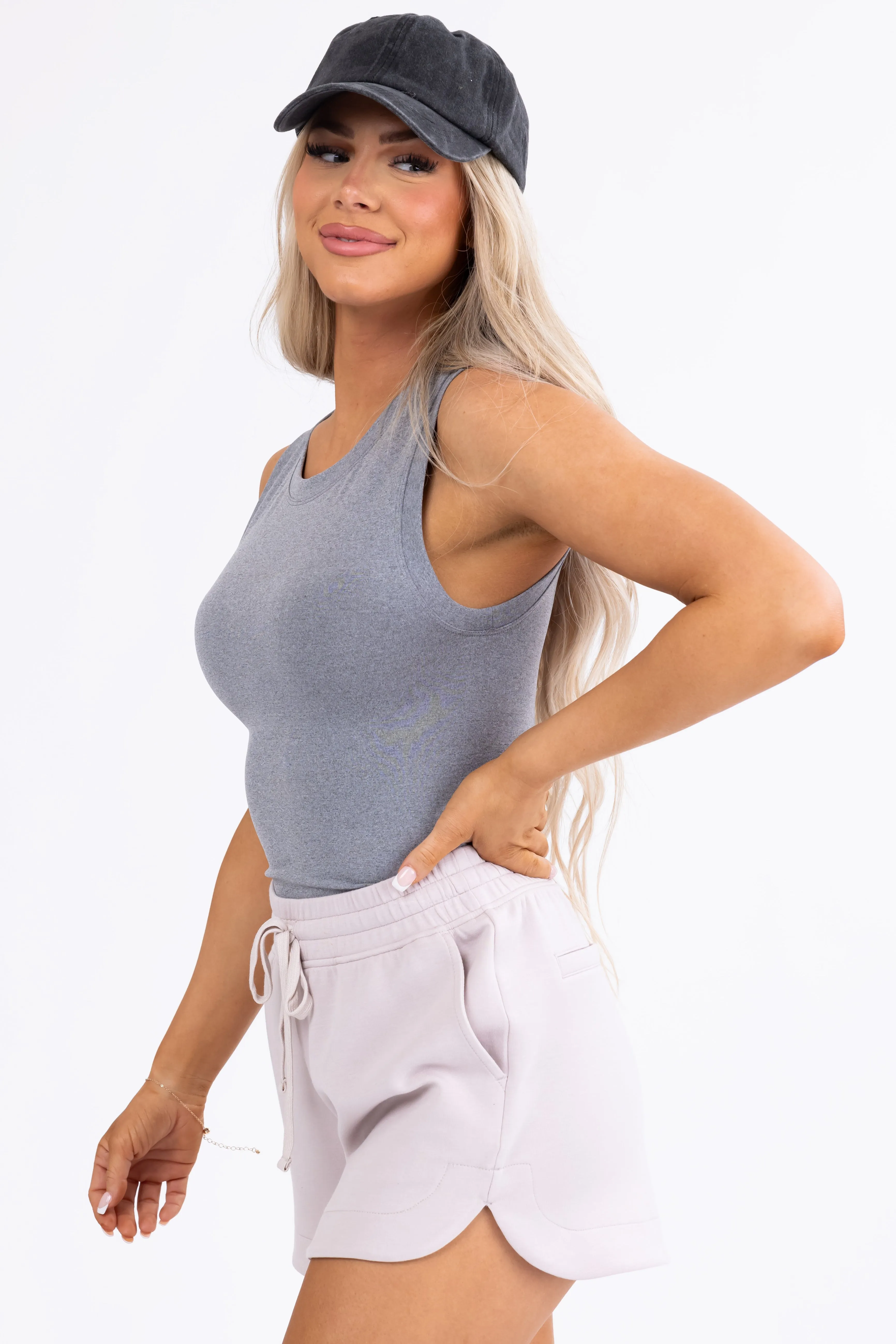 Heather Grey Seamless Stretchy Sleeveless Top