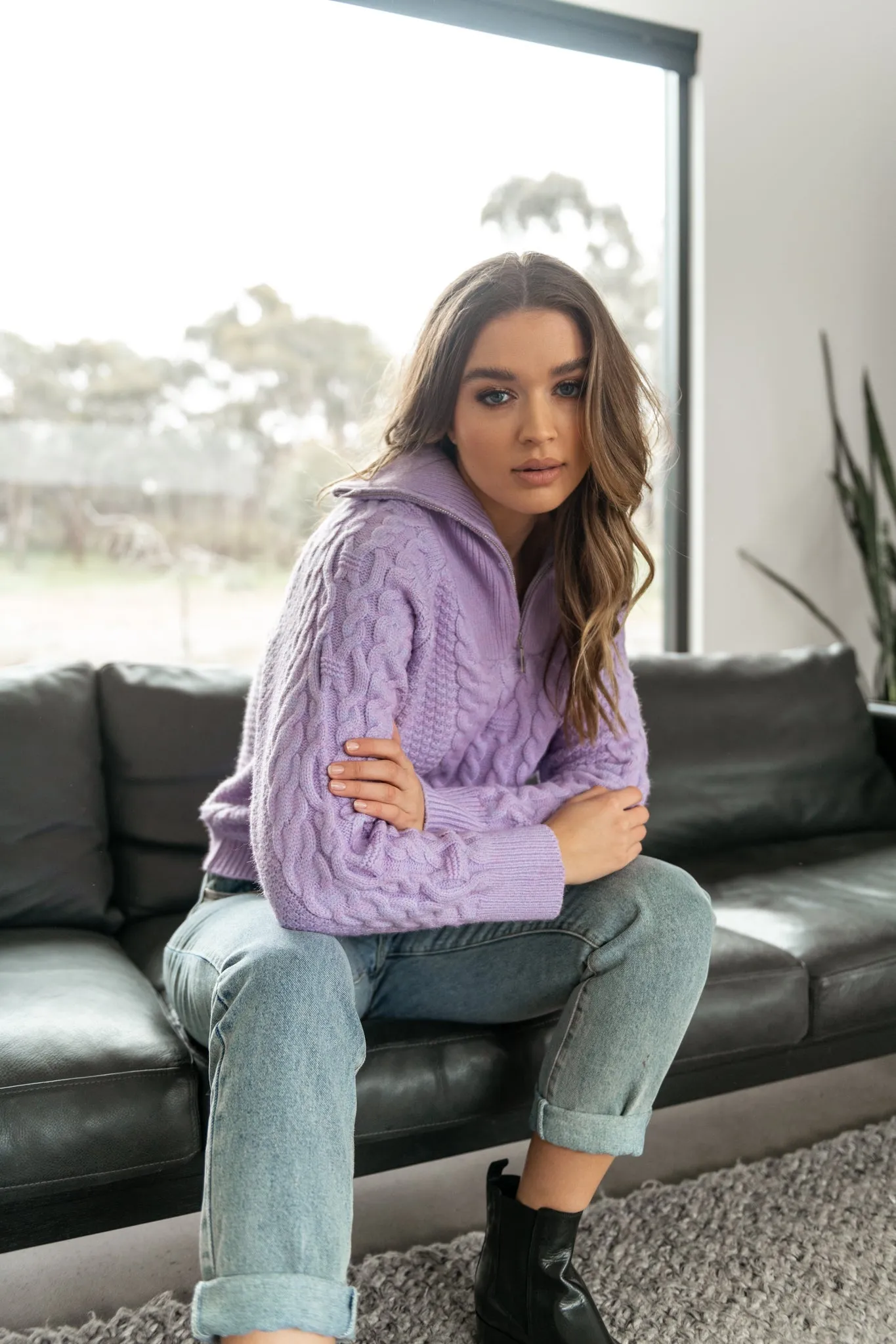 KIARA KNIT JUMPER - Lilac