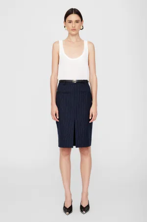 Kora Skirt - Navy Pinstripe