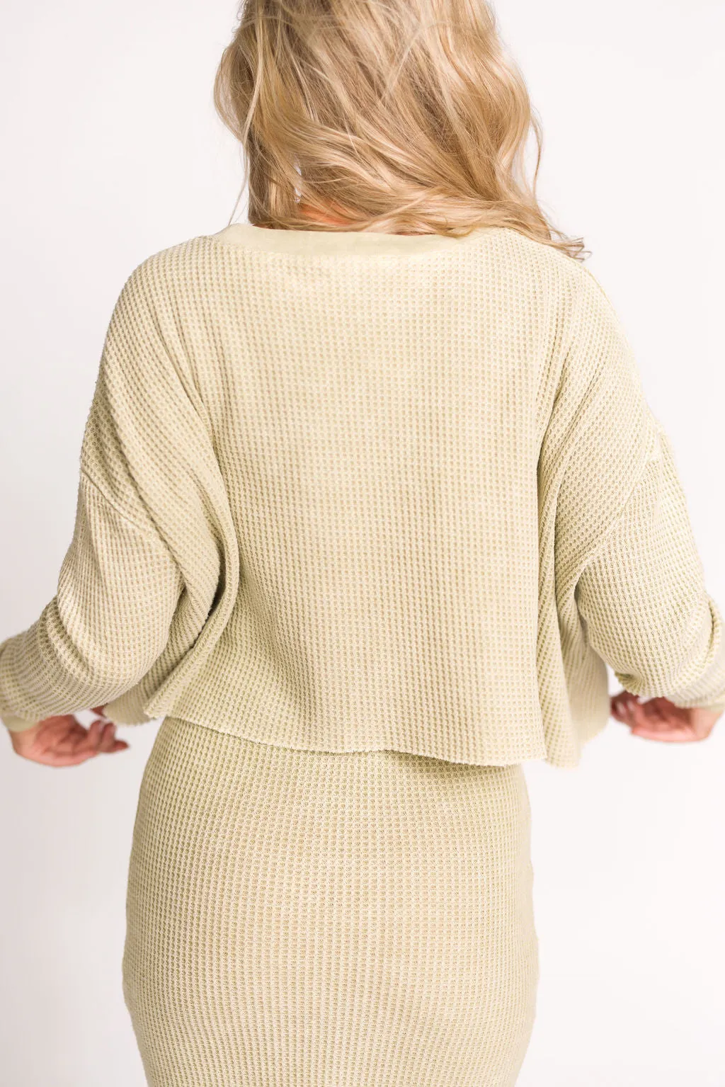 Lindsey Knit Sweater Top and Skirt Set in Tan