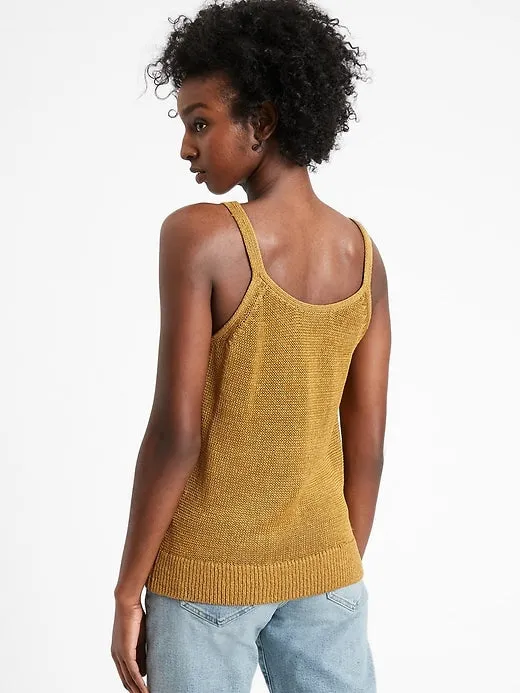 Linen-Blend Sweater Tank in Golden Yellow