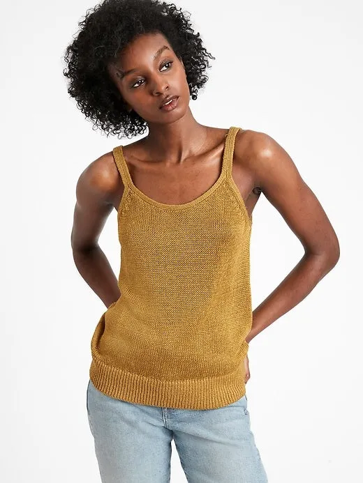 Linen-Blend Sweater Tank in Golden Yellow