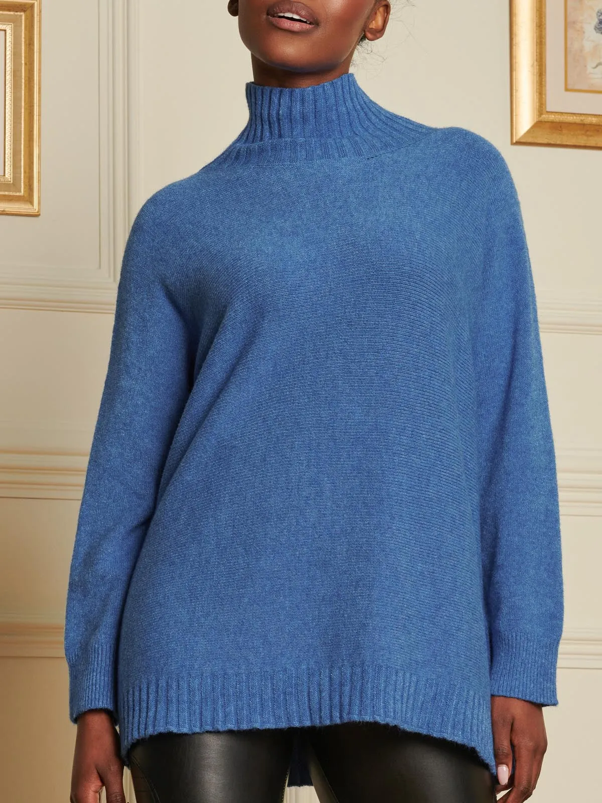 Loose Fit High Neck Jumper, Grapemist