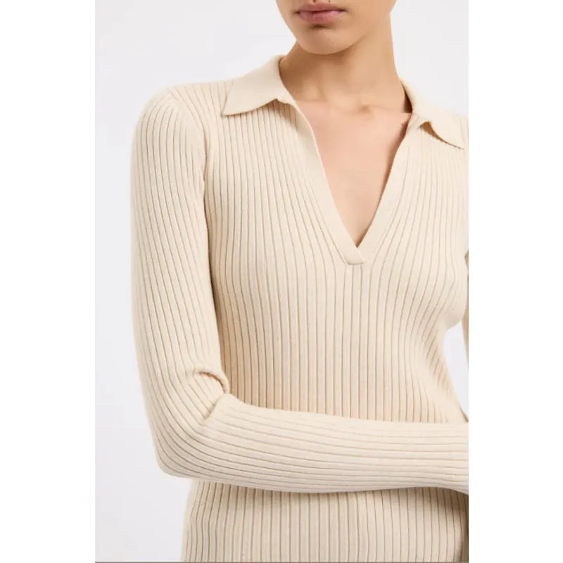 Lourdes Rugby Knit | Cream Marle