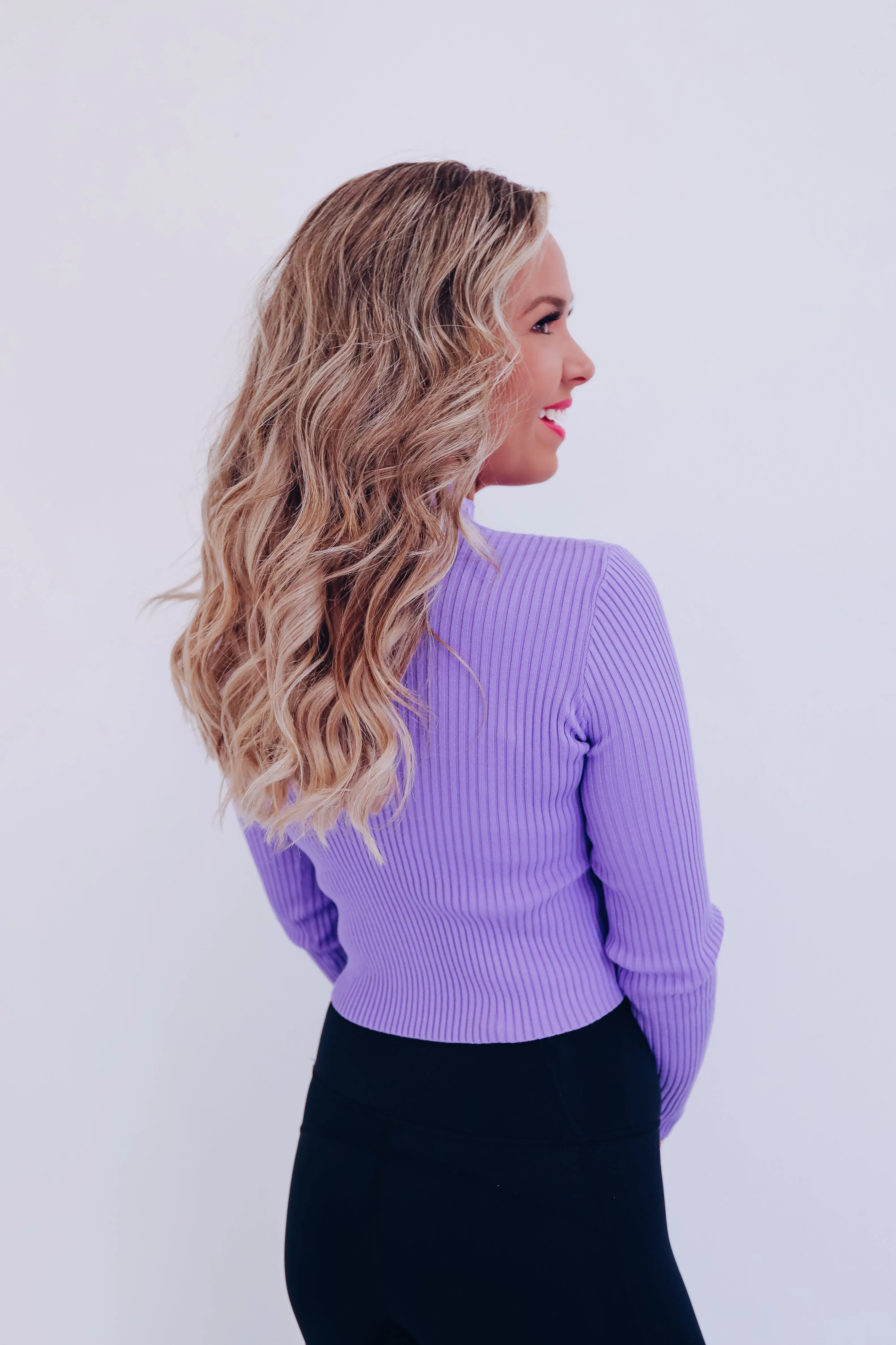 Majestic Mock Neck Crop Sweater - Lavender