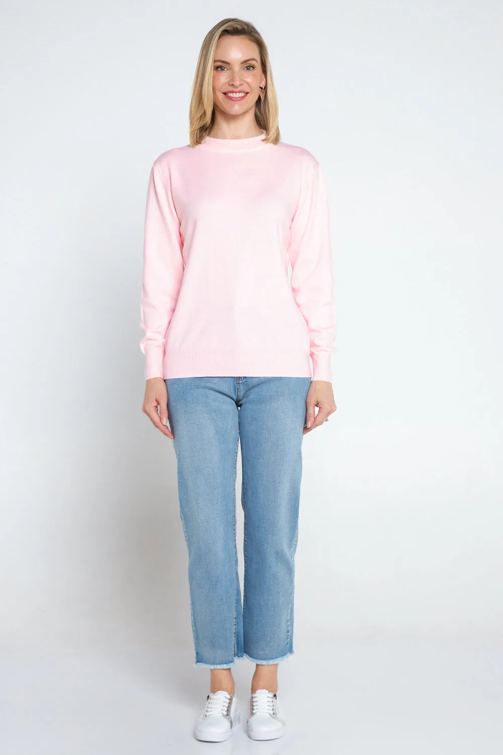 Marie Fine Knit Crew - Light Pink