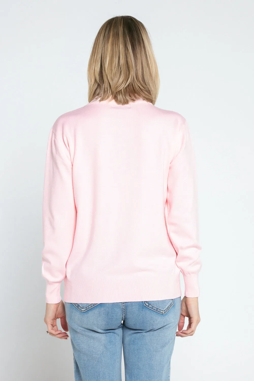 Marie Fine Knit Crew - Light Pink