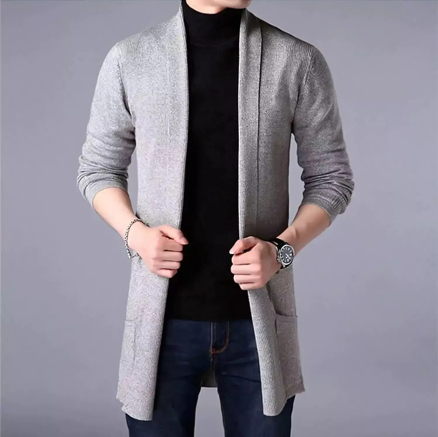 Men's Long Slim-Fit Heritage Cardigan