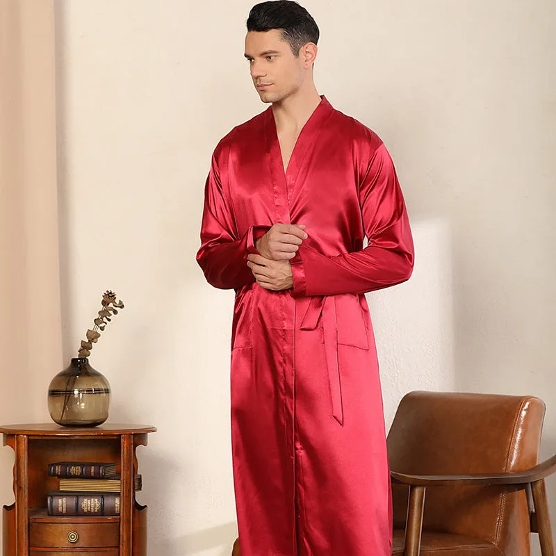 Men's Robe Ultra-thin Cardigan Nightgown Loose Plus Size