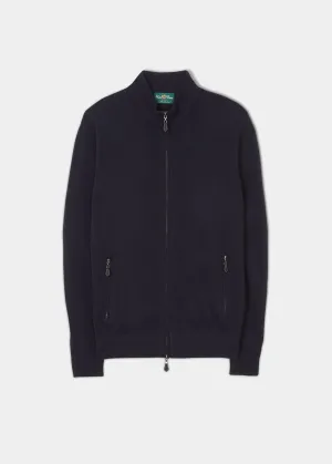 Midhurst Full Zip Jumper In Dark Navy - Regular Fit