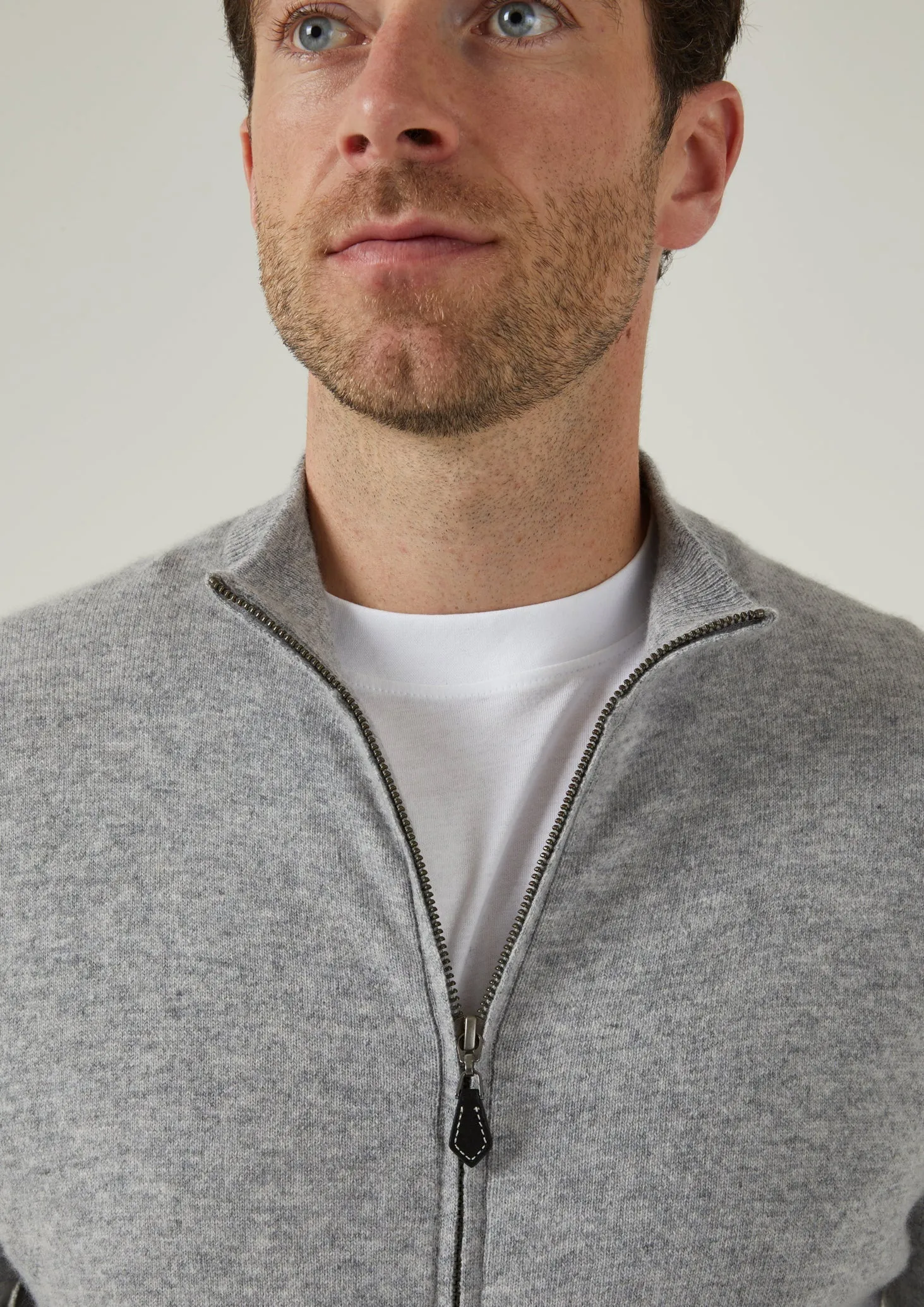 Midhurst Full Zip Jumper In Silver - Regular Fit