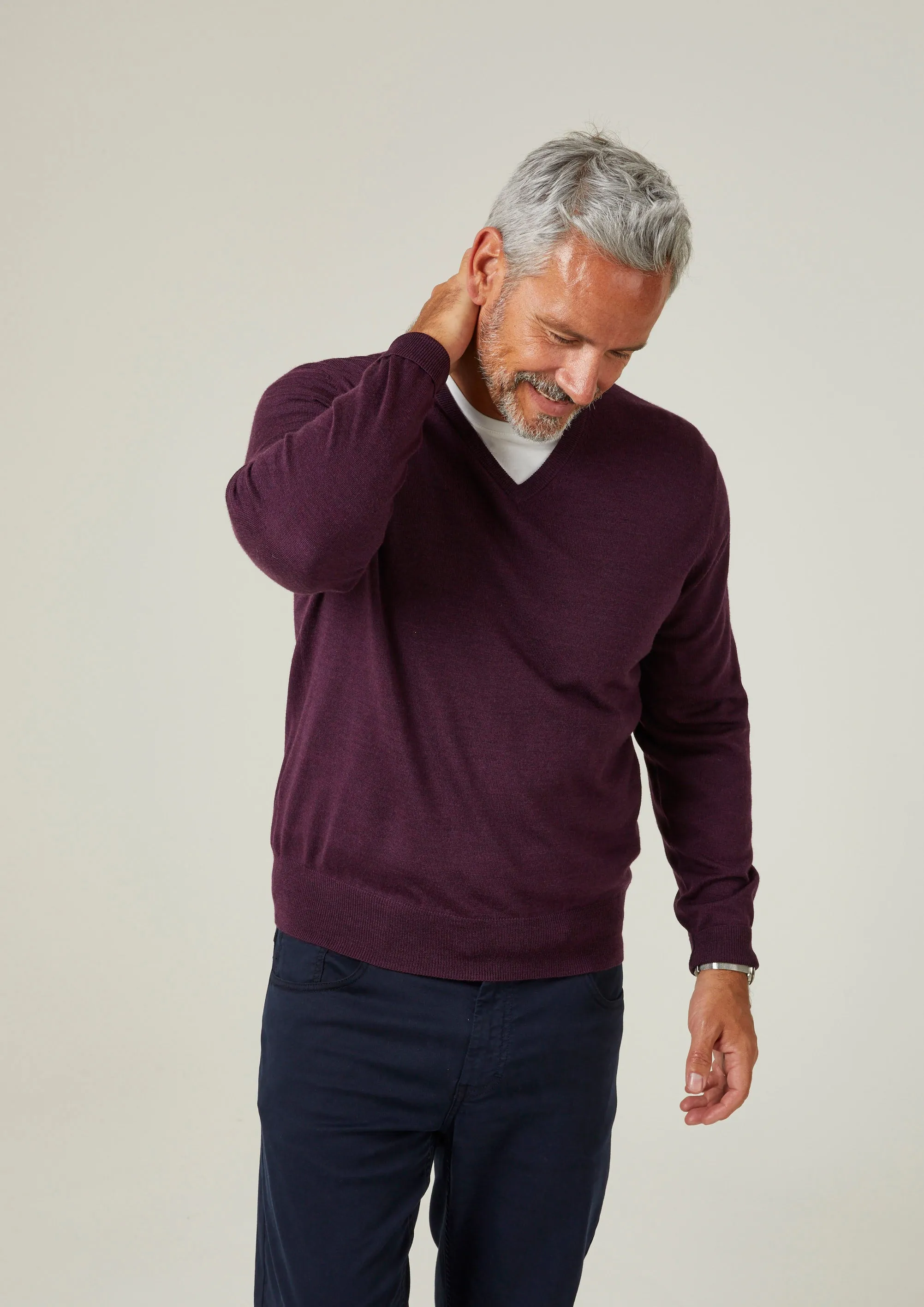 Millbreck Merino Wool Jumper in Black Grape - Regular Fit