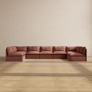 Modular Performance 9-Seater Open-Ends U-Sectional in Chestnut | Relaxed Blend