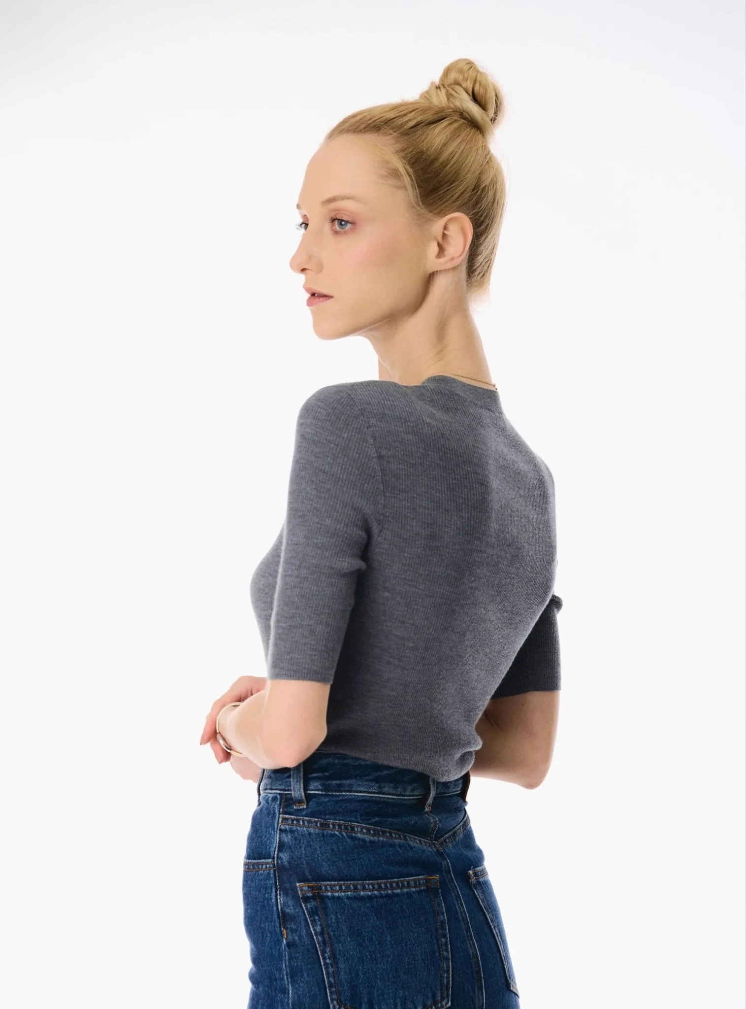 MONA silk-blended top (Grey)