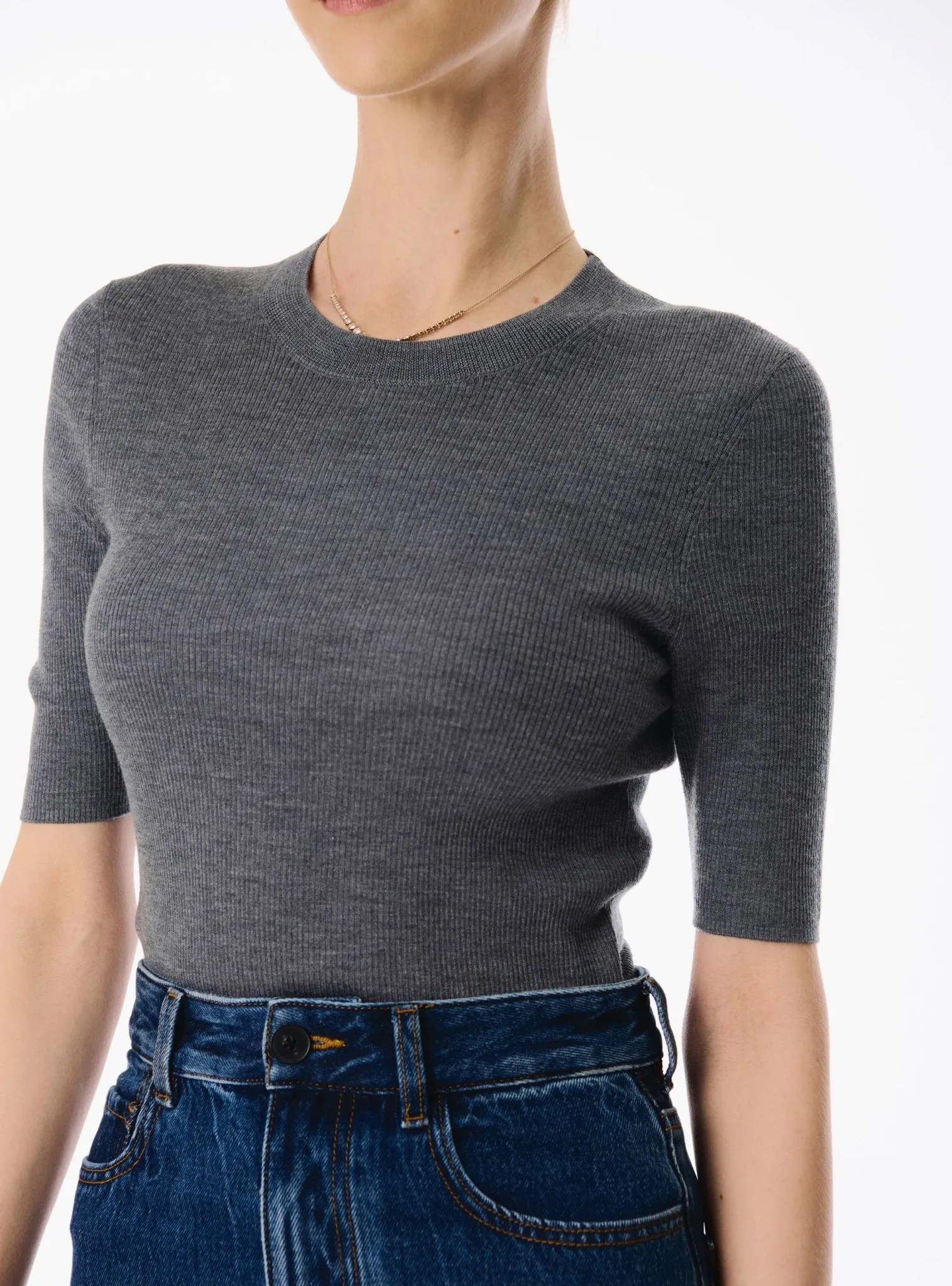 MONA silk-blended top (Grey)