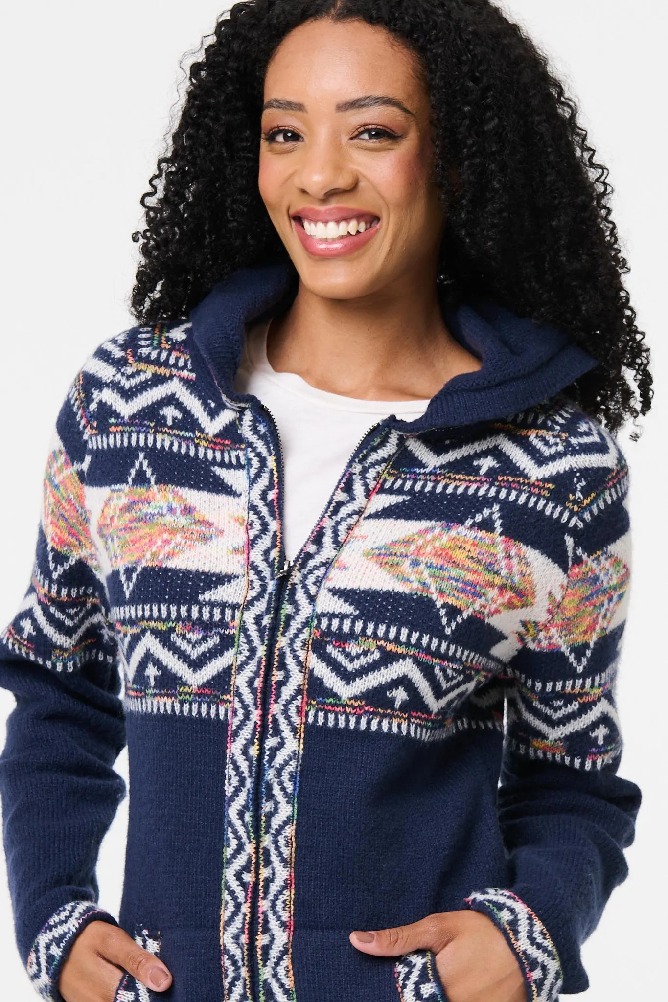 Nordic Print Zip Front Cardigan