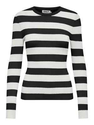 Only - Black and White Stripe Knit Top