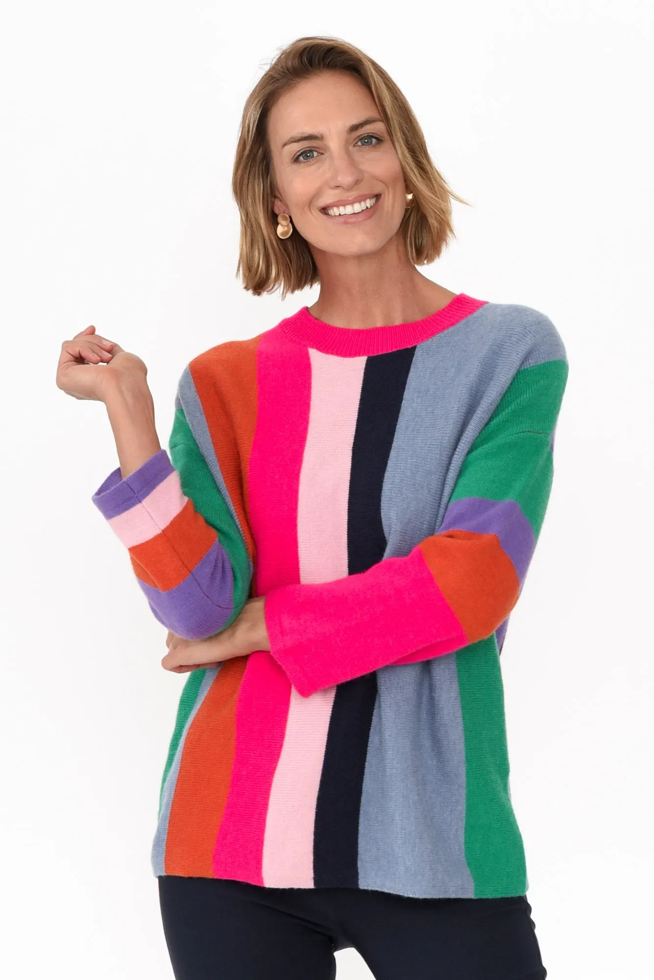 Orilyn Rainbow Stripe Knit Jumper