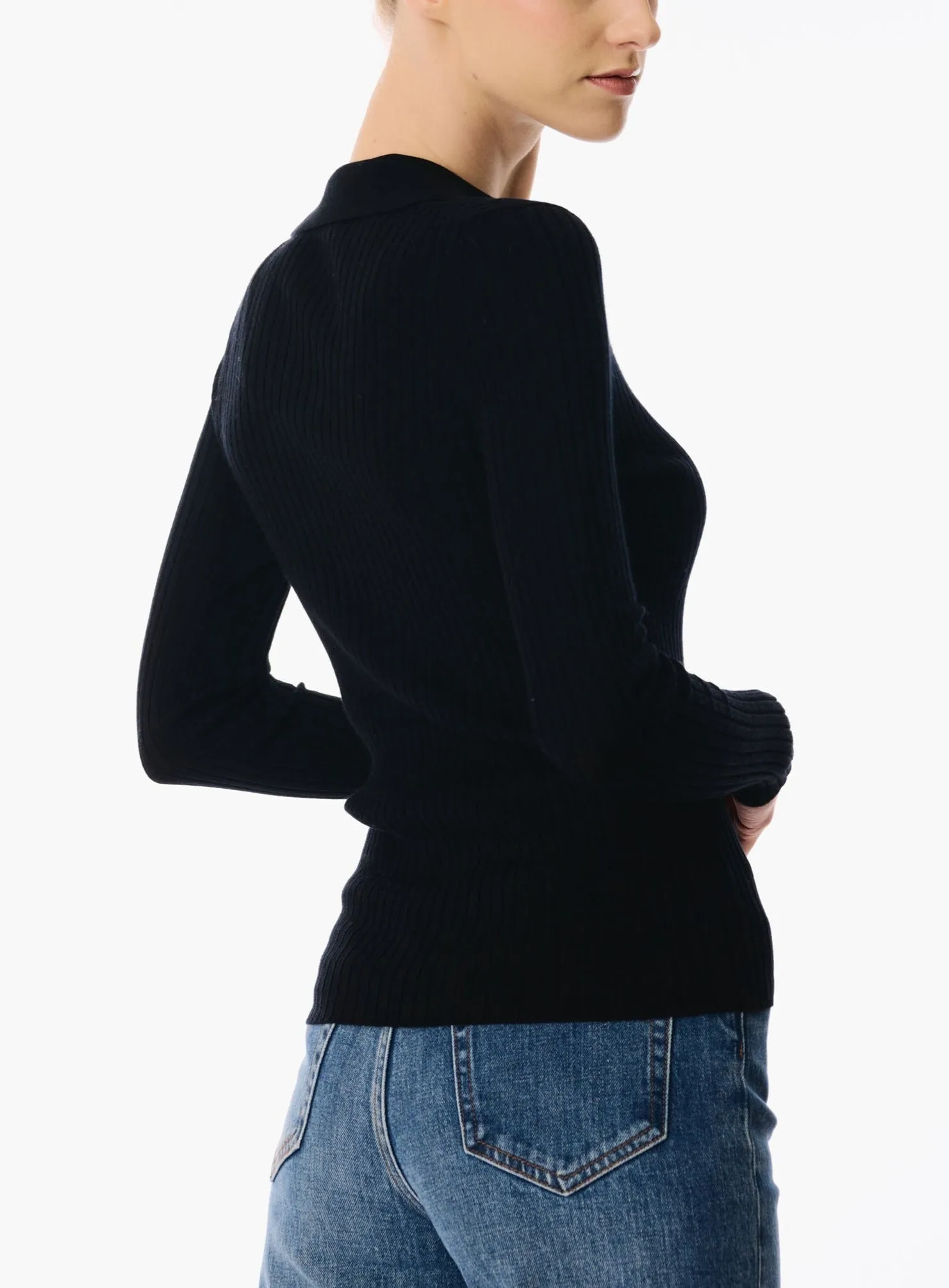 PANDORA V neck wool top (Black)