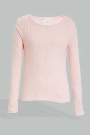 Pink Ribbed Thermal Top