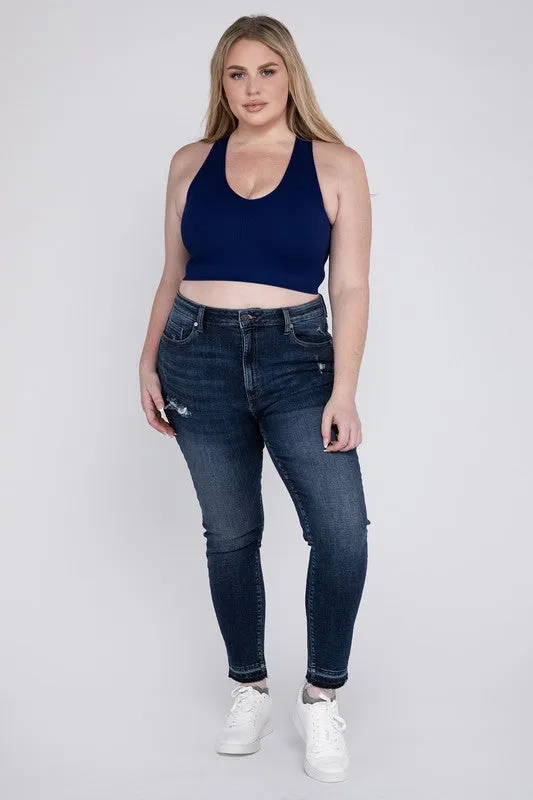 PLUS RIBBED CROPPED RACERBACK TANK TOP