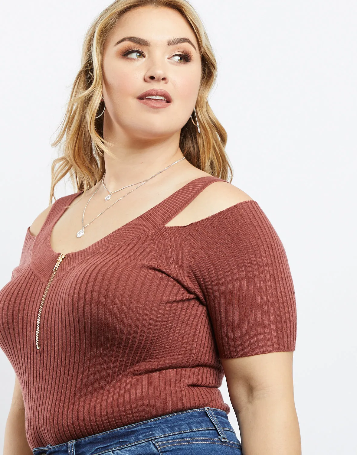 Plus Size Zip It To Me Ribbed Top