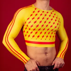 Poppers Racing Stripe Long Sleeve Crop Top