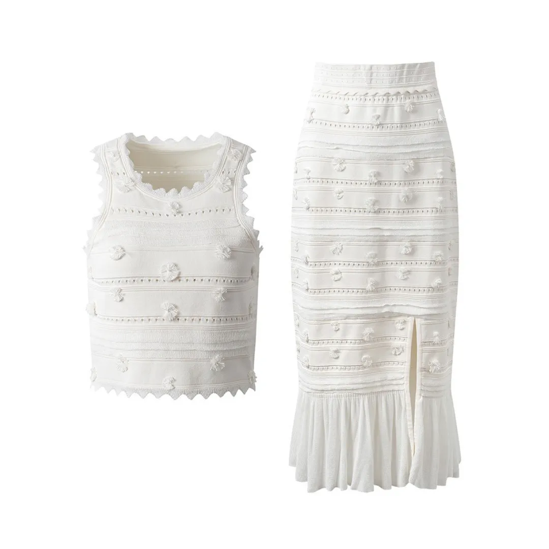 Pre Order:  Ruffled Edge Tank Top   Skirt Set