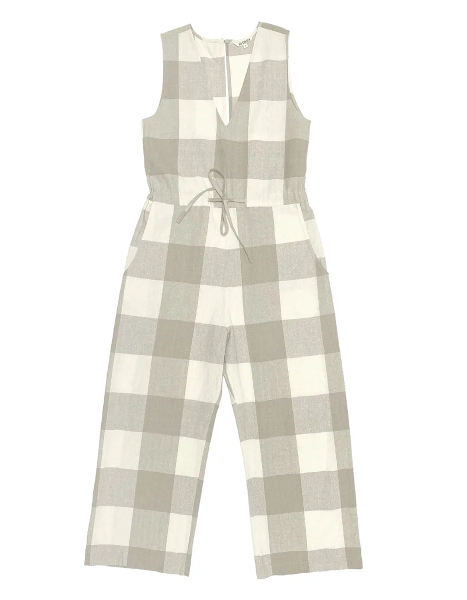 RAW SILK GINGHAM JUMPSUIT