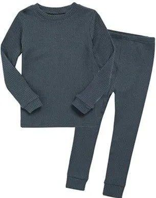 Rib Knit Charcoal Long Sleeve Pajama