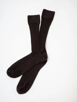 Ribbed Cotton-Nylon Socks - Brown