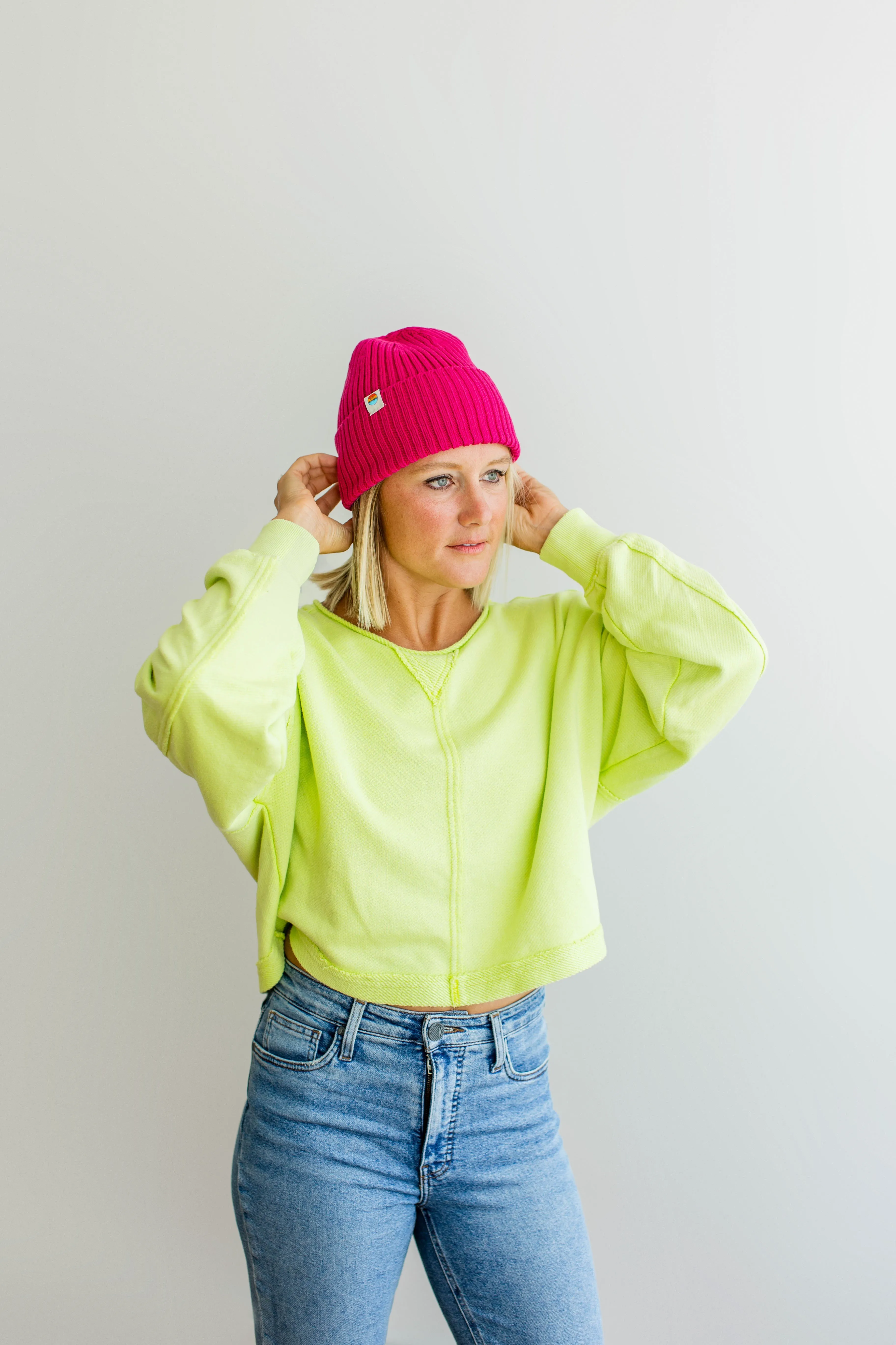 Ribbed Knit Beanie | Bright Pink