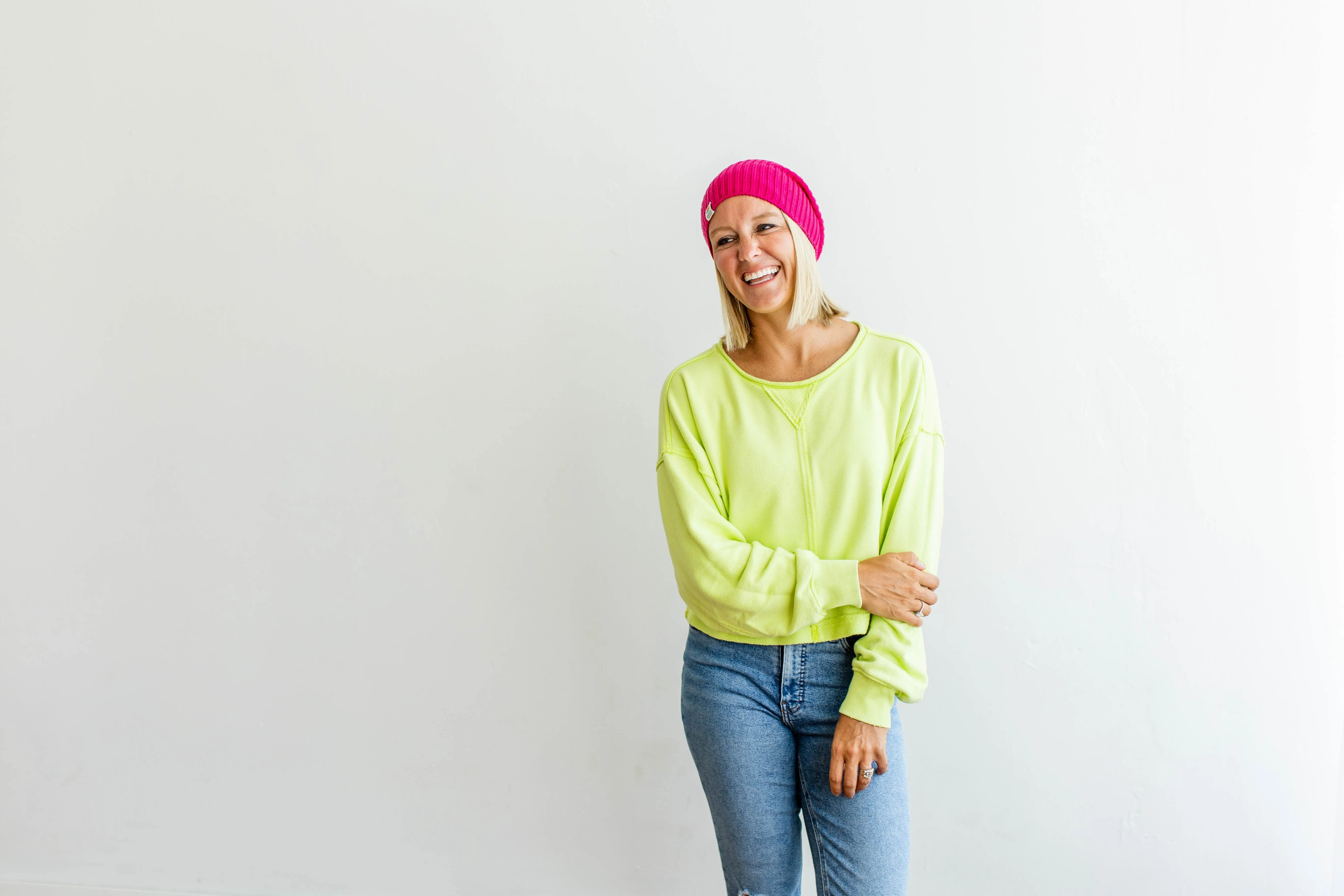 Ribbed Knit Beanie | Bright Pink