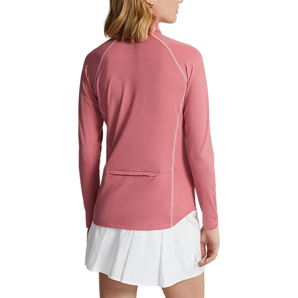 RLX Ralph Lauren Women's UV Jersey 1/4 Zip Pullover - Desert Rose/Pure White