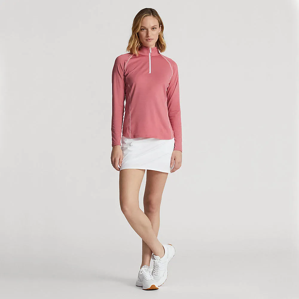 RLX Ralph Lauren Women's UV Jersey 1/4 Zip Pullover - Desert Rose/Pure White