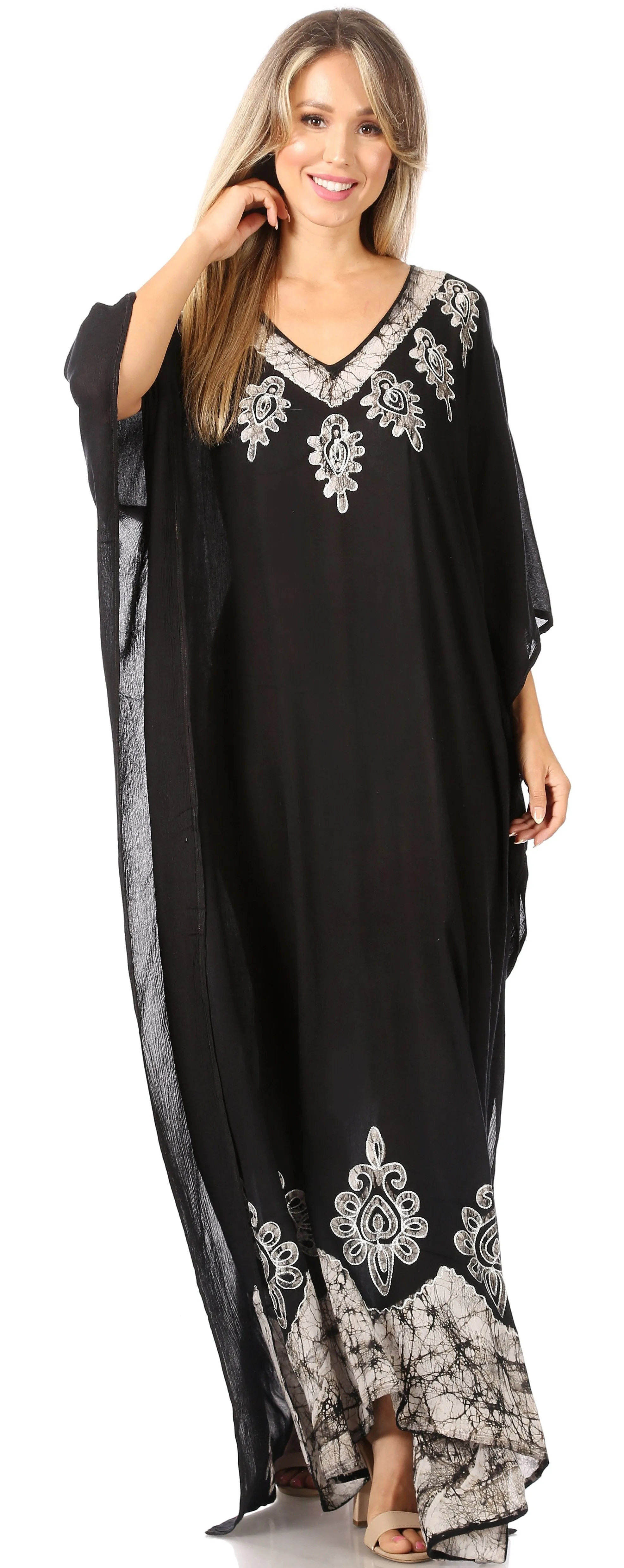 Sakkas Leonor Women's Boho Casual Long Maxi Caftan Dress Kaftan Cover-up LougeWear