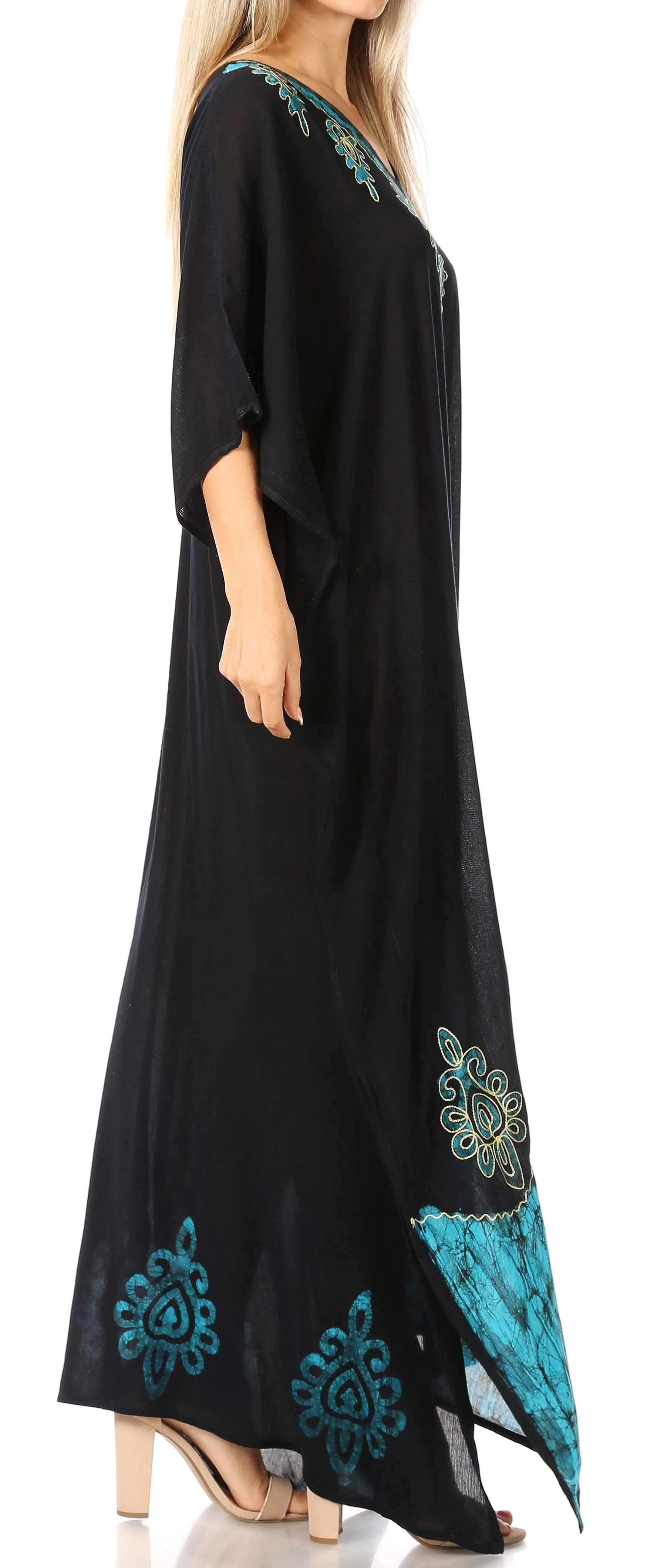 Sakkas Leonor Women's Boho Casual Long Maxi Caftan Dress Kaftan Cover-up LougeWear