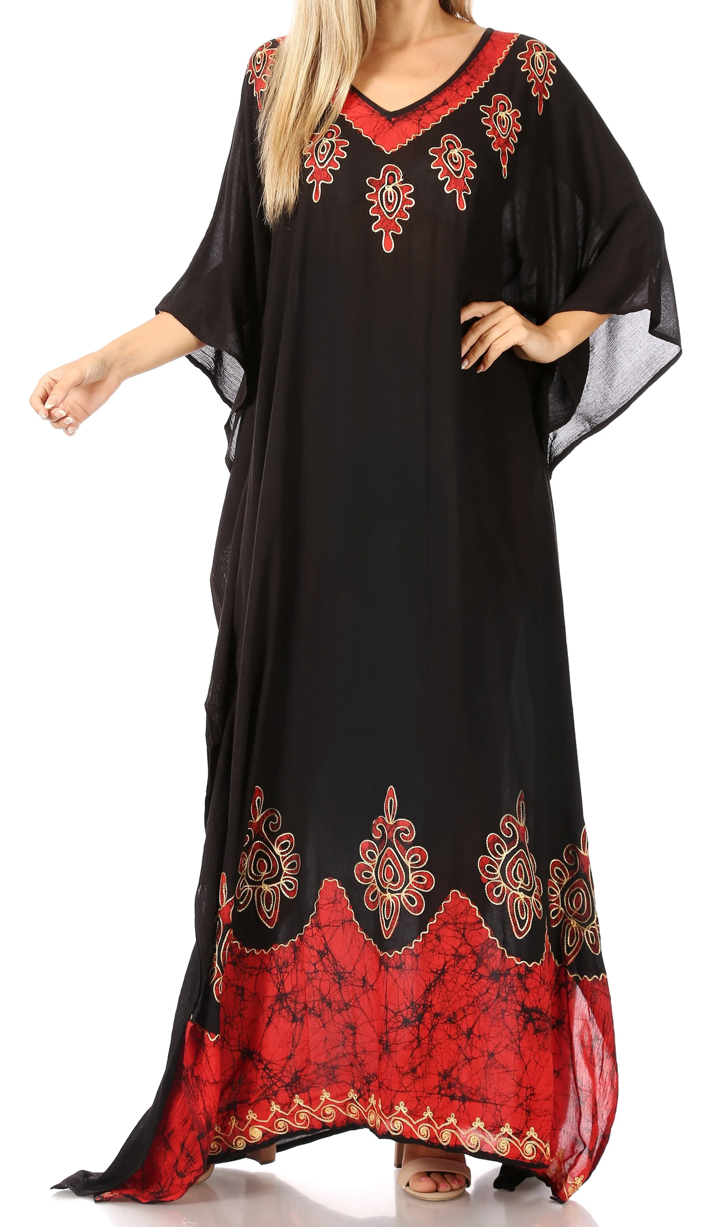 Sakkas Leonor Women's Boho Casual Long Maxi Caftan Dress Kaftan Cover-up LougeWear