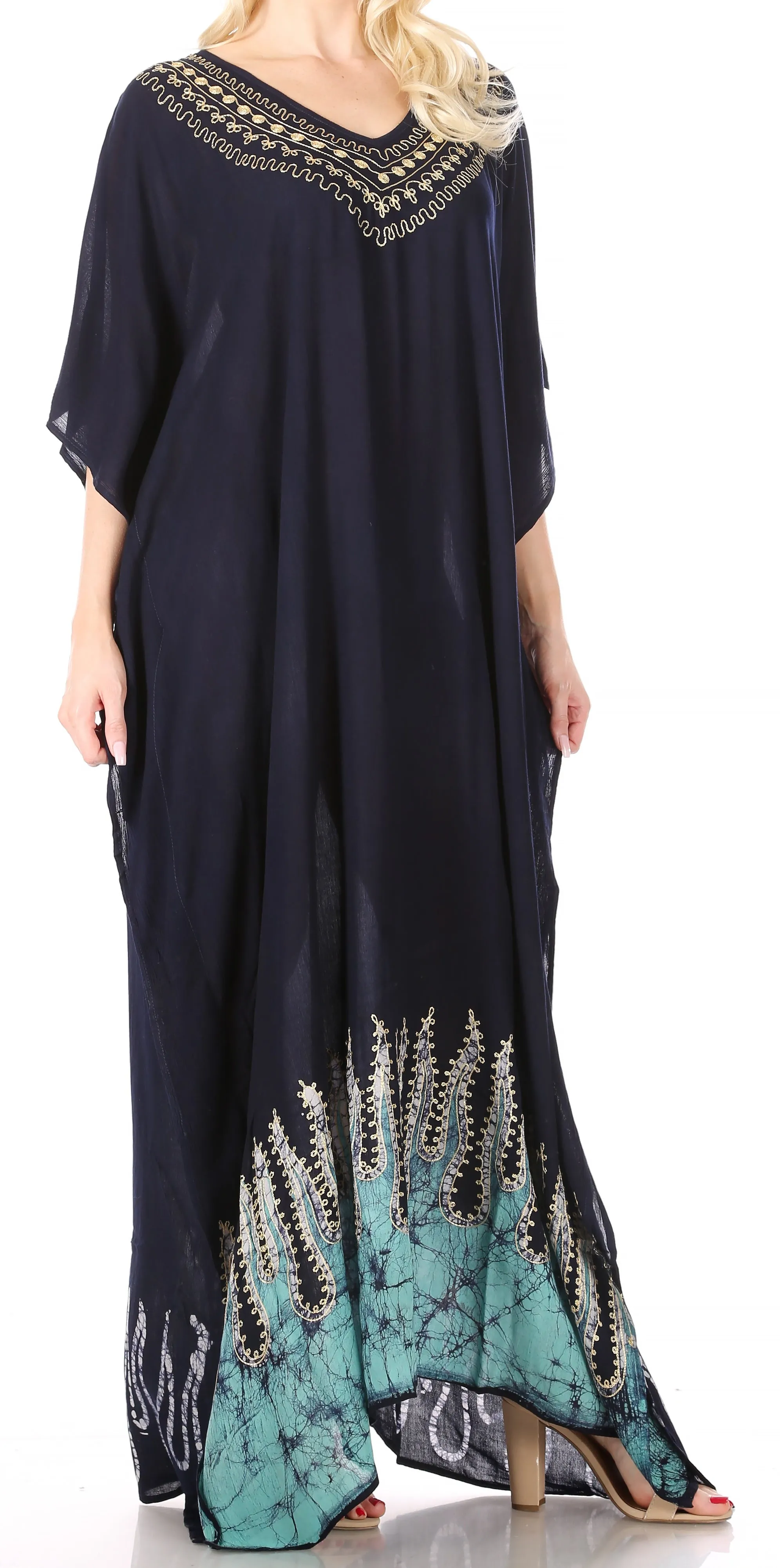 Sakkas Leonor Women's Boho Casual Long Maxi Caftan Dress Kaftan Cover-up LougeWear