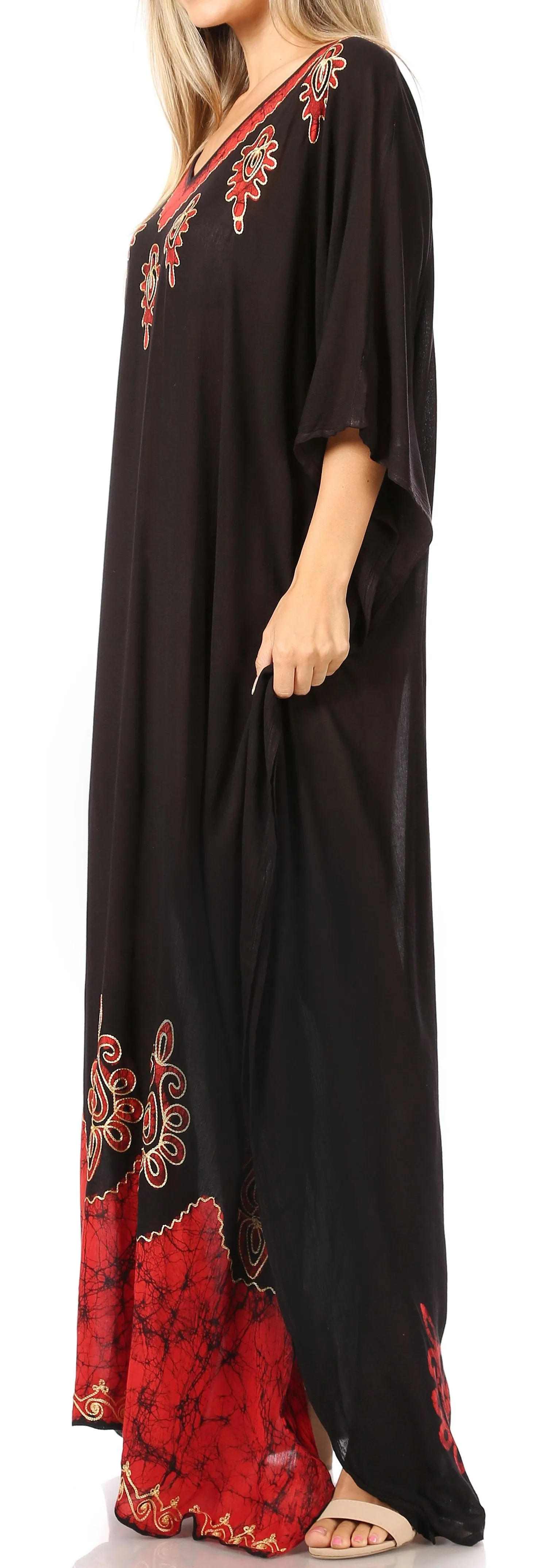 Sakkas Leonor Women's Boho Casual Long Maxi Caftan Dress Kaftan Cover-up LougeWear