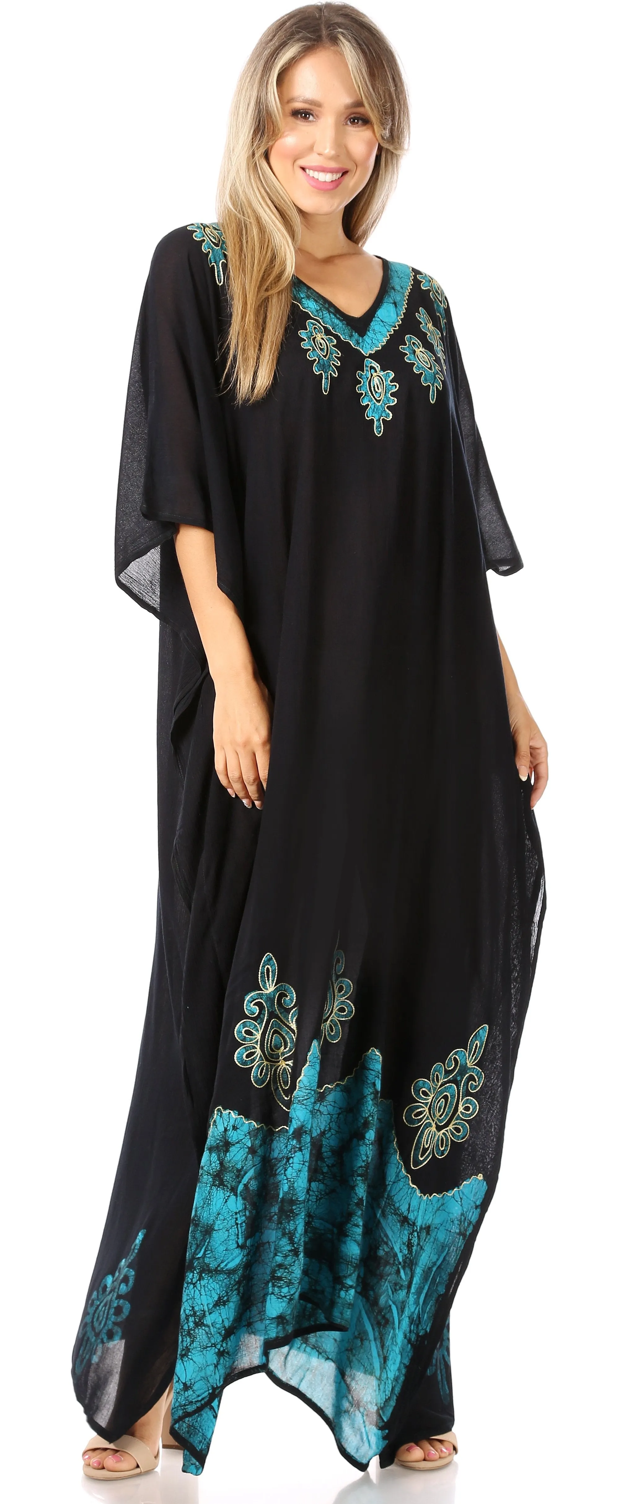 Sakkas Leonor Women's Boho Casual Long Maxi Caftan Dress Kaftan Cover-up LougeWear