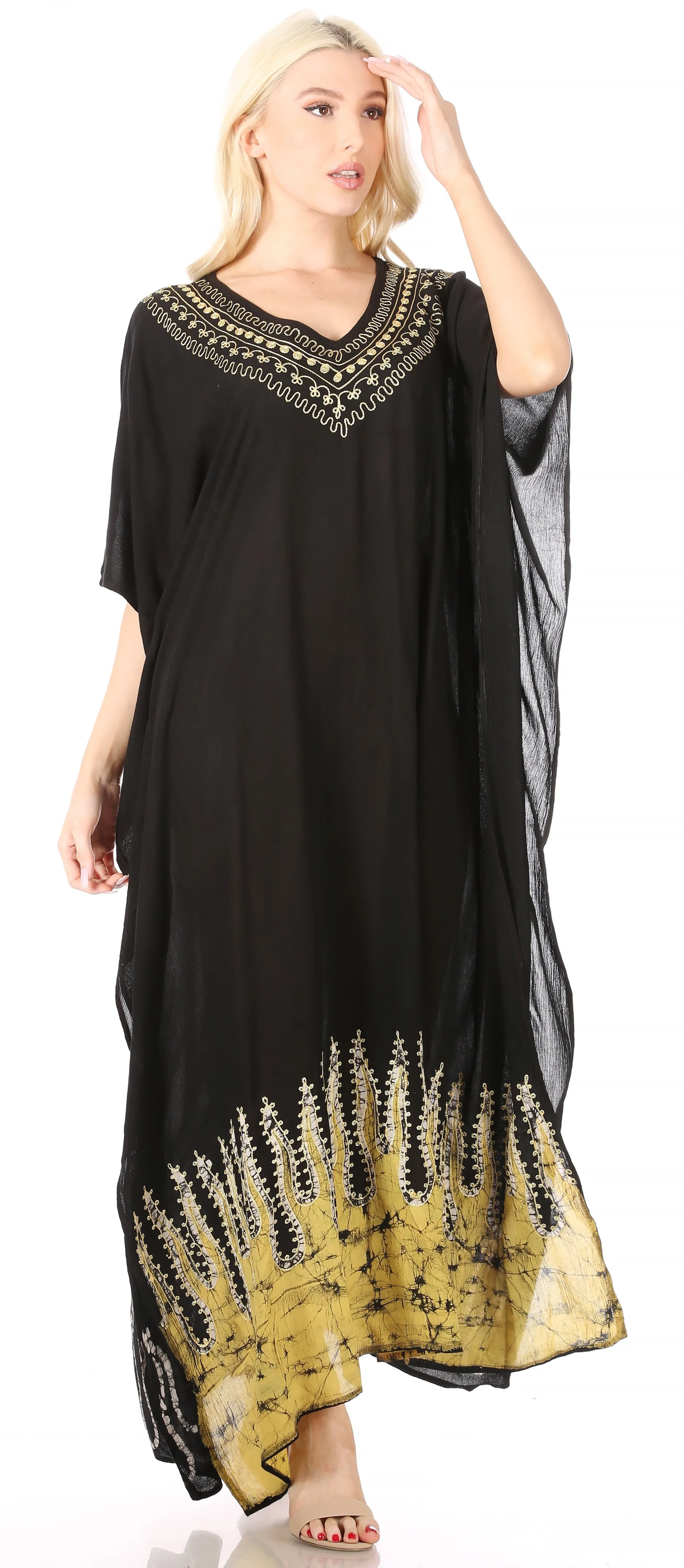 Sakkas Leonor Women's Boho Casual Long Maxi Caftan Dress Kaftan Cover-up LougeWear