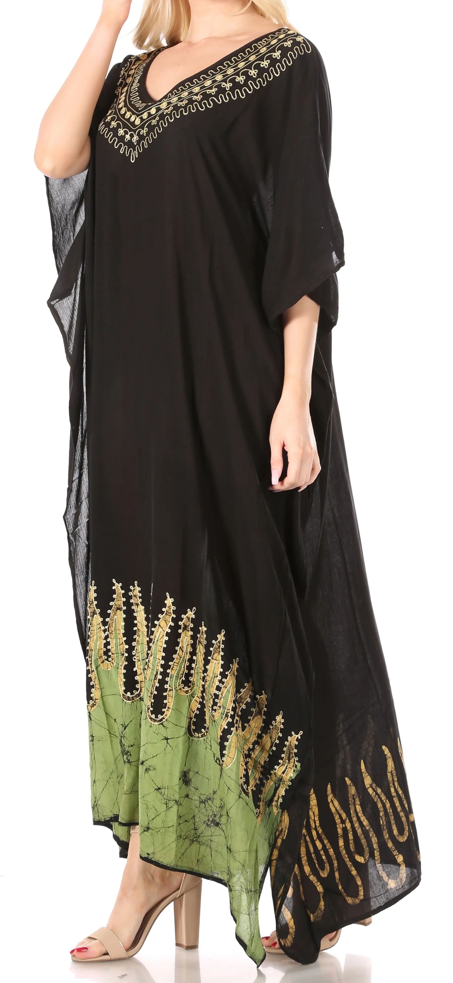 Sakkas Leonor Women's Boho Casual Long Maxi Caftan Dress Kaftan Cover-up LougeWear