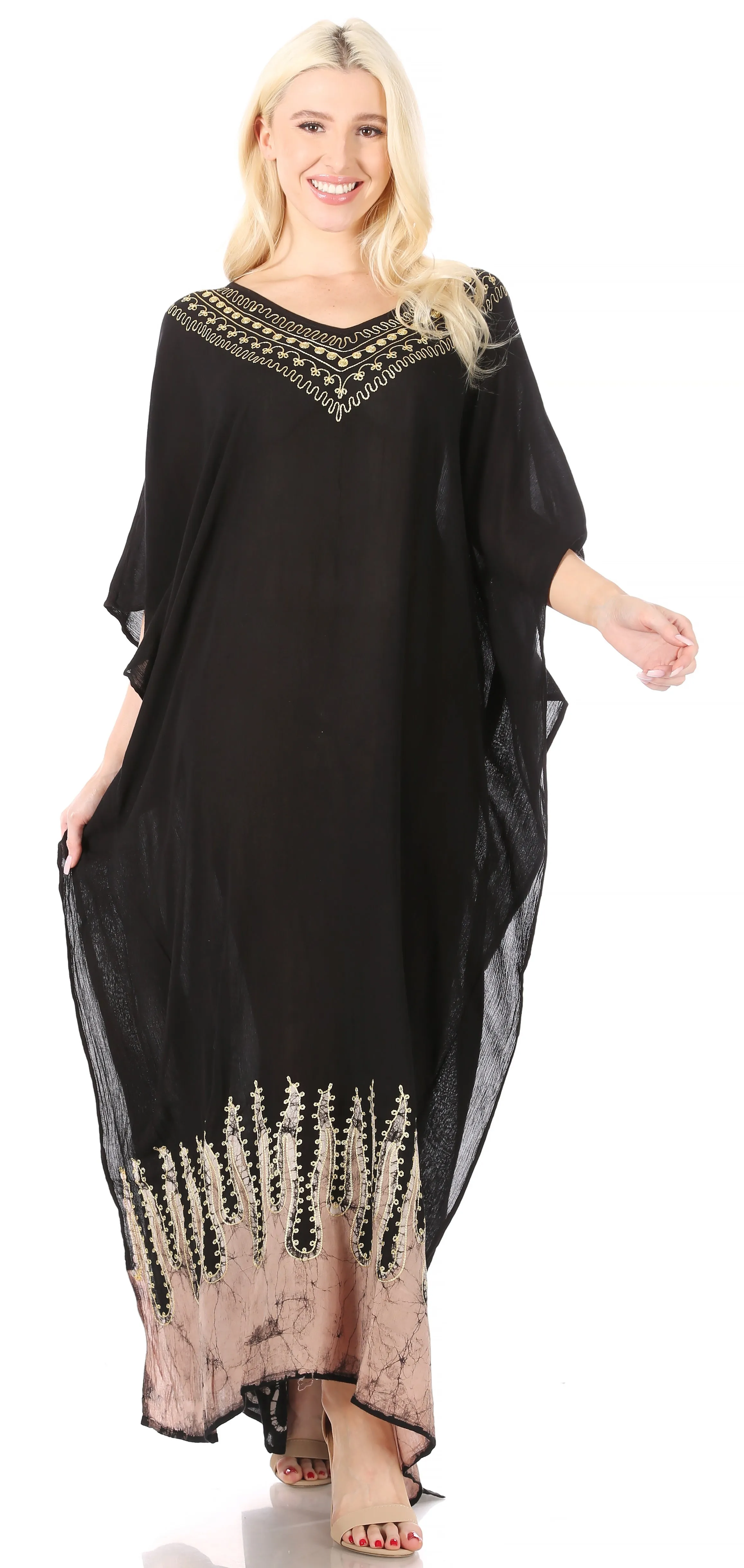 Sakkas Leonor Women's Boho Casual Long Maxi Caftan Dress Kaftan Cover-up LougeWear