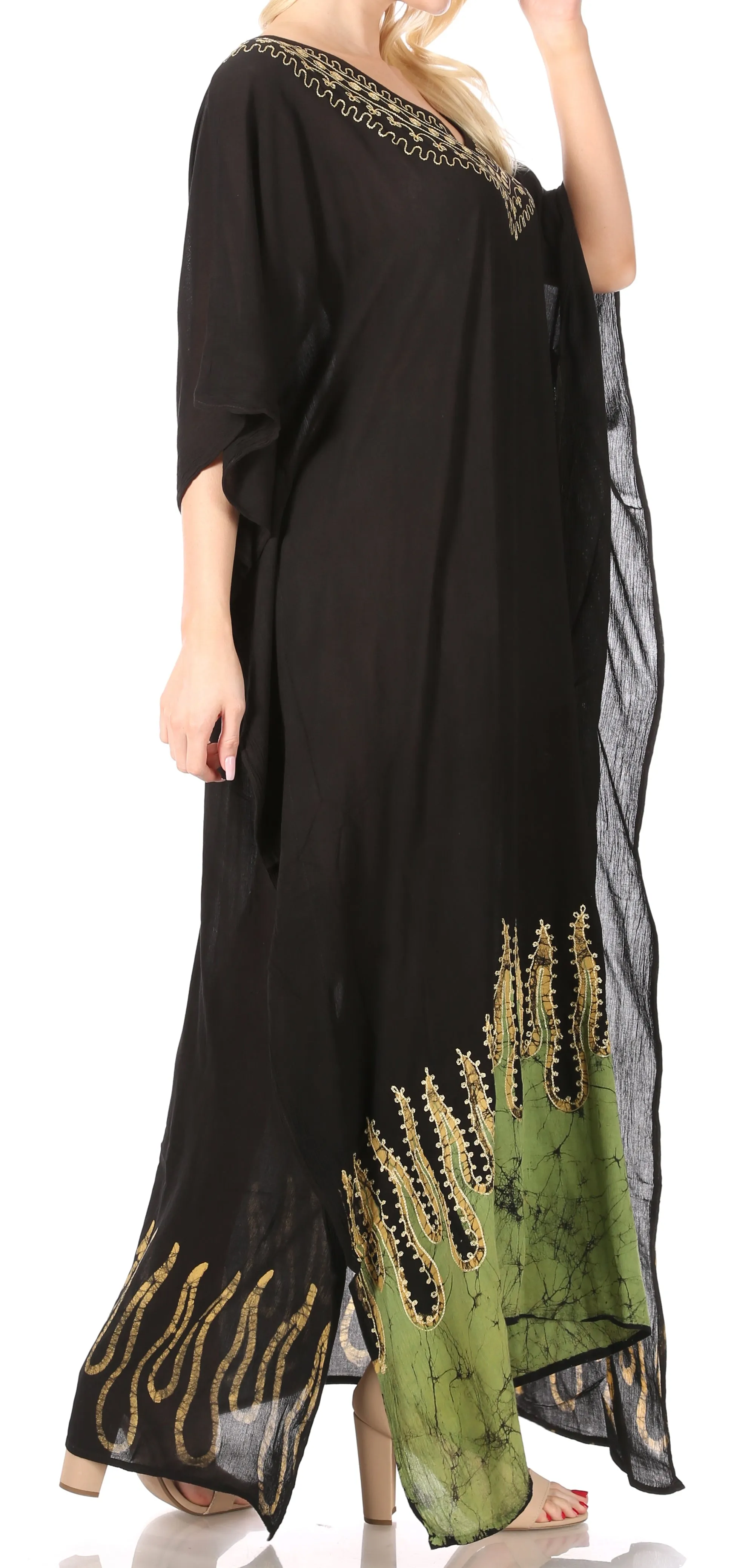 Sakkas Leonor Women's Boho Casual Long Maxi Caftan Dress Kaftan Cover-up LougeWear